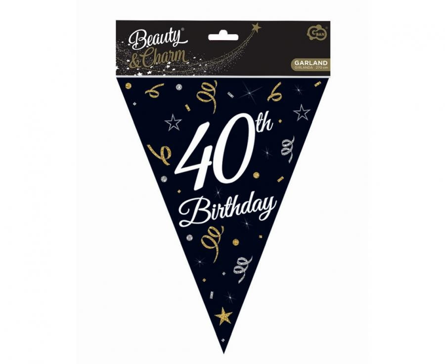 Girlanda papierowa B&C z flagami 40 urodziny 28x270cm Godan